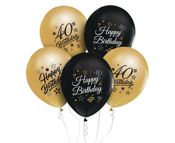 BALONY URODZINOWE 40 URODZINY 6szt HAPPY BIRTHDAY