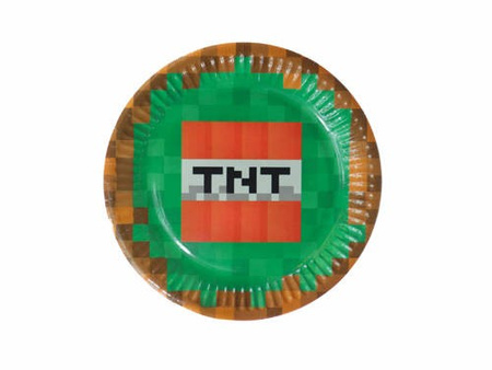 TALERZYKI URODZINOWE PIKSELE TNT 6SZT