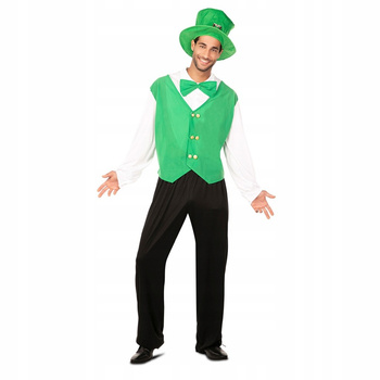 PEŁNY STRÓJ SKRZAT ELF IRLANDIA ŚW. PATRYK CYLINDER KAMIZELKA SPODNIE