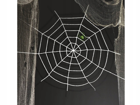 DEKORACJA HALLOWEEN PLUSZOWA PAJĘCZYNA BIAŁA 150cm