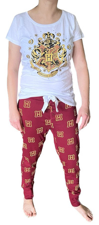 PIŻAMA DAMSKA HARRY POTTER HOGWARTS BORDO L