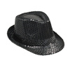 ZESTAW CZARNY KAPELUSZ CEKINOWY FEDORA KRAWAT BLACK CEKIN DISCO
