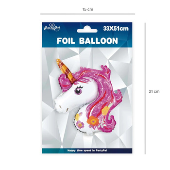 BALON FOLIOWY JEDNOROŻEC RÓŻOWY 33x51cm