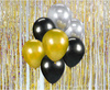 BUKIET BALONOW ZLOTY. CZARNY SREBRNY 7 SZT