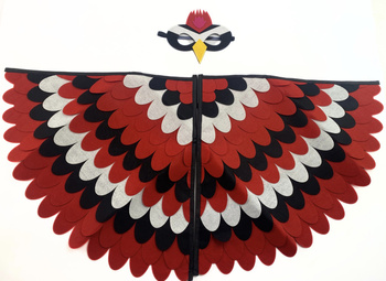 STRÓJ KOSTIUM PTAK DZIĘCIOŁ ZESTAW MASKA FILCOWA + SKRZYDŁA