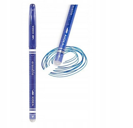 4x Długopis wymazywalny Kidea niebieski zmazywalny 0,7 do szkoły z gumką