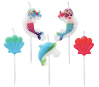 ŚWIECZKI URODZINOWE SYRENKI 5szt DELFIN WODNY ŚWIAT