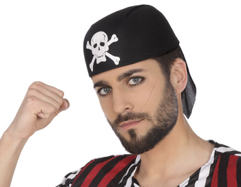 CZAPKA PIRATA CZARNA DLA DOROSŁYCH STRÓJ PIRAT KOSTIUM