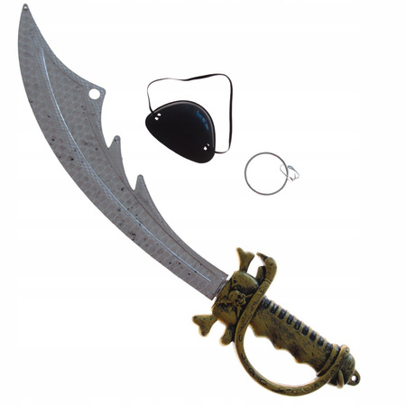 MIECZ PIRATA SZABLA 49cm STRÓJ PIRAT + OPASKA I KOCZYK