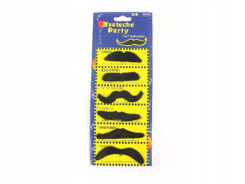 WĄSY CZARNE 6szt DO STROJU PRZEBRANIA KOWBOJ MAGIK DŻENTELMEN SZERYF