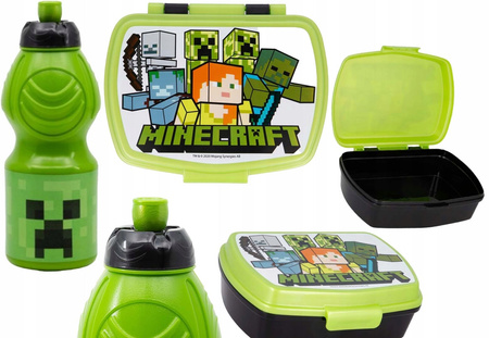 Zestaw Śniadaniówka Bidon butelka szkolna lunch box Minecraft niekapek