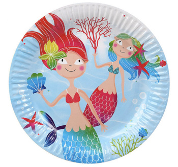 TALERZYKI PAPIEROWE SYRENKA WODNY ŚWIAT 6szt - 18cm