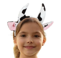 KRÓWKA PLUSZOWA OPASKA Z USZAMI I ROGAMI KROWA