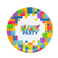 TALERZYKI PAPIEROWE URODZINY KLOCKI BLOCK PARTY 6szt