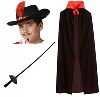 STRÓJ MUSZKIETER DLA DZIECI MAŁY KAPELUSZ PELERYNA Z KOŁNIERZEM 80cm SZPADA