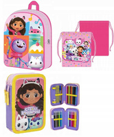 PLECAK KOCI DOMEK GABI GABBY DOLLHOUSE + PIÓRNIK Z WYPOSAŻENIEM + WOREK