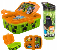 ŚNIADANIÓWKA MINECRAFT XL + BIDON ZESTAW Z PRZEGRODAMI DZIECI DO SZKOŁY