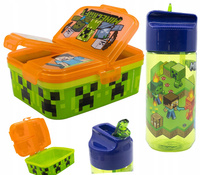 ŚNIADANIÓWKA + BIDON MINECRAFT XL ZESTAW Z PRZEGRODAMI DZIECI DO SZKOŁY