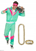 STRÓJ DRES LATA 80 MIĘTOWY DRESIARZ DISCO ROZMIAR L + ŁAŃCUCH I BRANSOLETKA