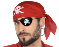ZESTAW PIRATA OPASKA KOLCZYK CHUSTA BANDANA CZERWONA