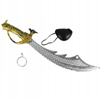 MIECZ PIRATA SZABLA 49cm STRÓJ PIRAT + OPASKA I KOCZYK