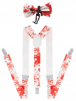 SZELKI BIAŁE Z PLAMAMI KREW HALLOWEEN ZOMBIE + MUSZKA Z FIGURKĄ SZKIELET