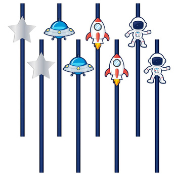 SŁOMKI PAPIEROWE KOSMOS SPACE ASTRONAUTA 10szt