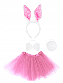 STRÓJ KRÓLIK KRÓLICZEK PLUSZOWA OPASKA Z USZAMI OGON MUSZKA + RÓŻOWE TUTU