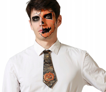 KRÓTKI KRAWAT DYNIA PAJĘCZYNA NA GUMCE HALLOWEEN UNISEX