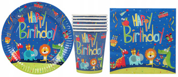 ZESTAW PARTY ZOO ZWIERZĄTKA SAFARI TALERZYKI 23cm