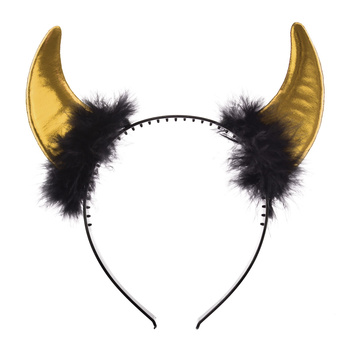 OPASKA ROGI DIABŁA METALIZOWANE ZŁOTE DO STROJU ANIOŁ DIABEŁEK