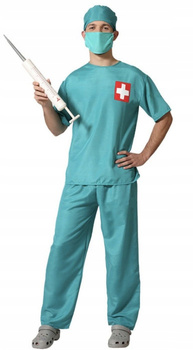 STRÓJ KOSTIUM LEKARZ DOKTOR DLA DOROSŁYCH M / L + STRZYKAWKA XL
