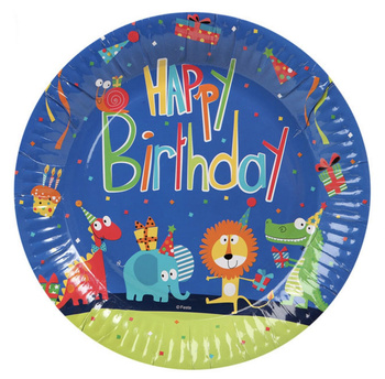 TALERZYKI PAPIEROWE ZWIERZĄTKA SAFARI 6szt - 23cm