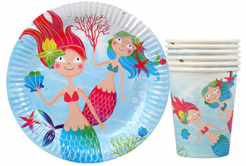 ZESTAW PARTY SYRENKA WODNY ŚWIAT TALERZYKI 23cm