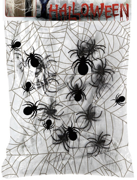 PAJĘCZYNA 200g SIEĆ GIGANT XXL DUŻA DEKORACJA HALLOWEEN + 10 PAJĄKÓW