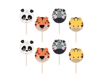 PIKERY NA TORT ZWIERZĄTKA SAFARI 8 SZT
