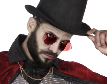 OKULARY CZERWONE SZKŁA DO STROJU DRAKULA WAMPIR