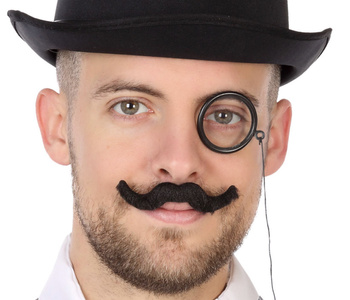 WĄSY + MONOKL OKULAR RETRO LATA 20 DO STROJU DŻENTELMEN