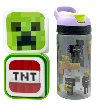 ZESTAW MINECRAFT BIDON ENDERMAN + 2x POJEMNIK CREEPER TNT