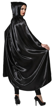 PELERYNA CZARNA Z KAPTUREM 140cm STRÓJ CZARODZIEJ ZORRO