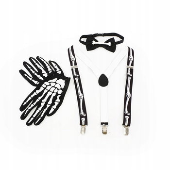 ZESTAW MUSZKA SZELKI RĘKAWICZKI KOŚCI ŚMIERĆ KOSTUCHA HALLOWEEN