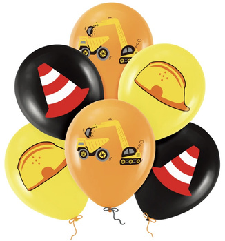BALONY ROBOTY DROGOWE BUDOWA KOPARKA 30CM 6szt