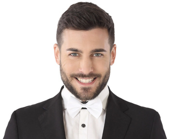 MUCHA MUSZKA MĘSKA KLASYCZNA GŁADKA BIAŁA DO STROJU GENTLEMAN