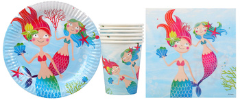 ZESTAW PARTY SYRENKA WODNY ŚWIAT TALERZYKI 23cm