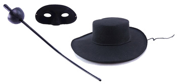 ZESTAW KAPELUSZ MASKA SZPADA SZABLA ZORRO DO STROJU