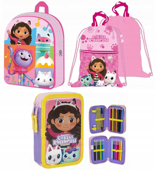 PLECAK KOCI DOMEK GABI GABBY DOLLHOUSE + PIÓRNIK Z WYP. + WOREK NA BUTY