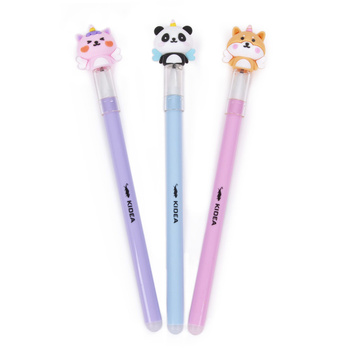 NIEBIESKIE DŁUGOPISY ŚCIERALNE ZWIERZAKI ZESTAW 3szt