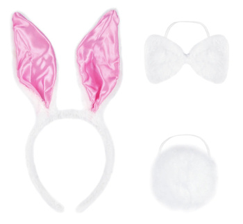 ZESTAW DO STROJU KRÓLIK KRÓLICZEK PLUSZOWA OPASKA Z USZAMI OGON MUSZKA