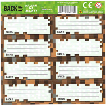 NALEPKI NA ZESZYT DLA FANA MINECRAFT 8szt PIKSELE