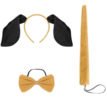 ZESTAW DO STROJU PIESEK PLUSZOWA OPASKA Z USZAMI OGON MUSZKA